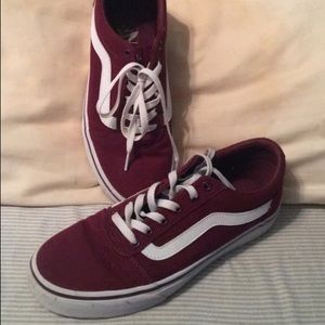 Maroon or dark red Vans